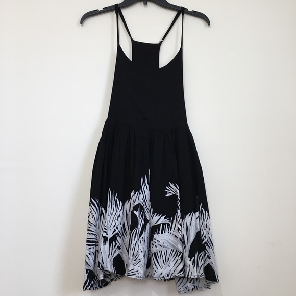 Free People Black White Tropical Oasis Printed Pleated Mini Dress - Picture 6 of 16
